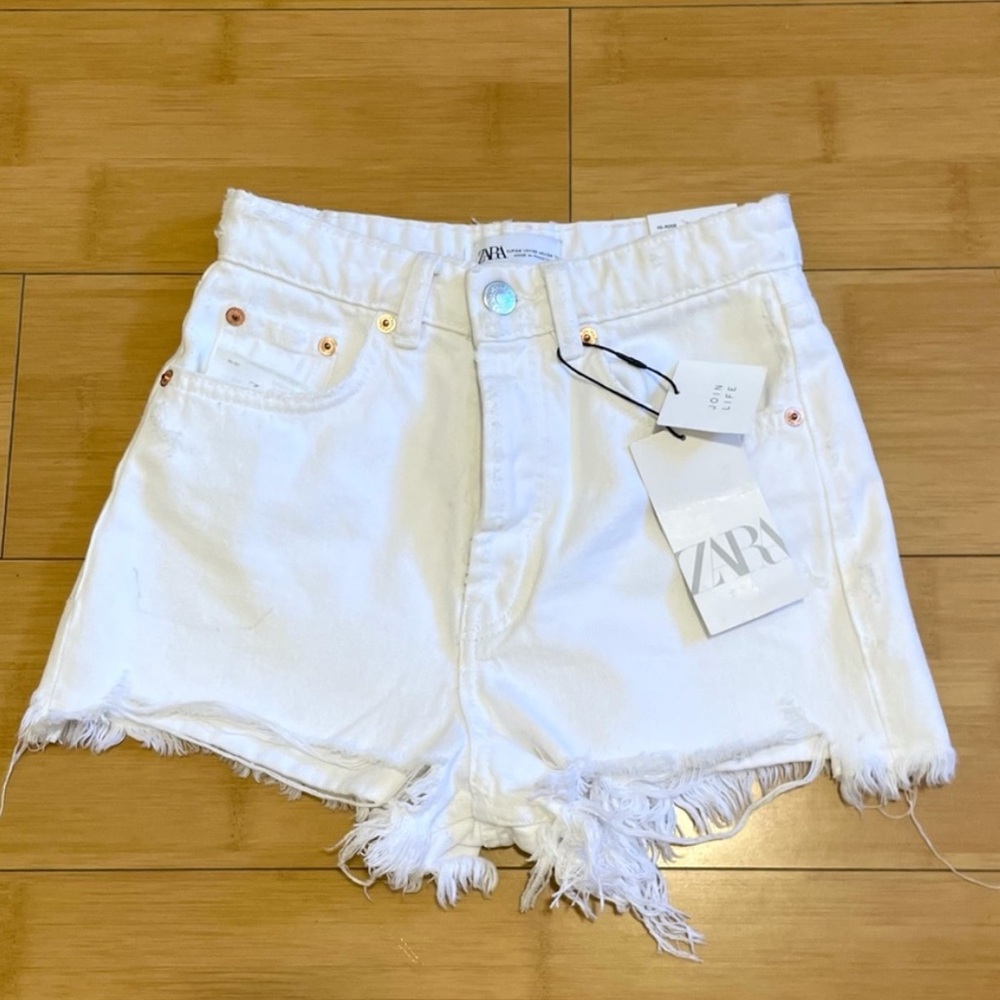 Zara White Denim Shorts
